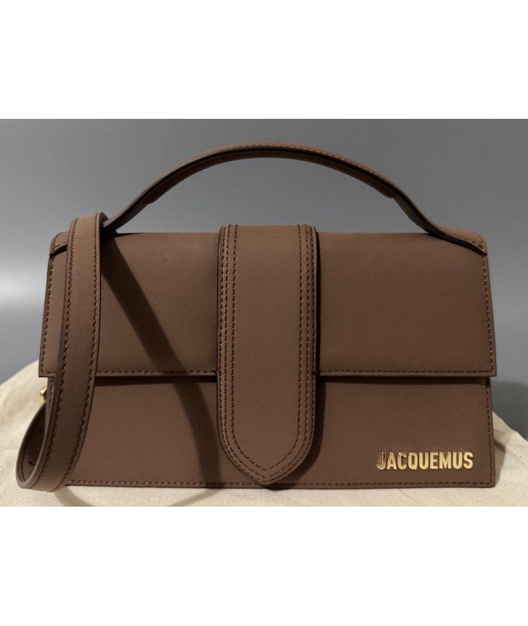 JACQUEMUS Коричневая кожаная сумка с короткими ручками, фото 9