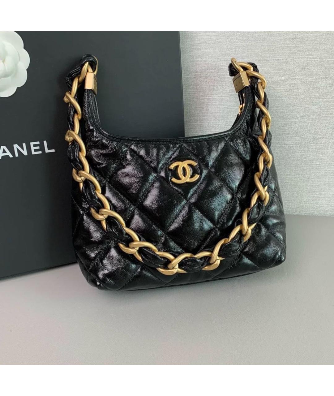 CHANEL Черная кожаная сумка через плечо, фото 2