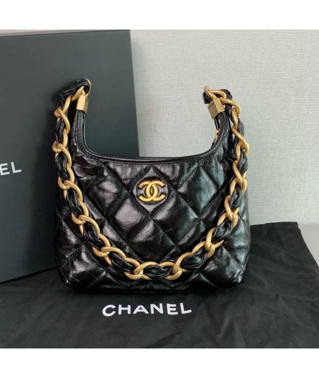 CHANEL Черная кожаная сумка через плечо, фото 6