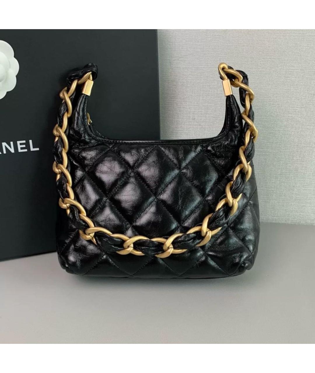 CHANEL Черная кожаная сумка через плечо, фото 3