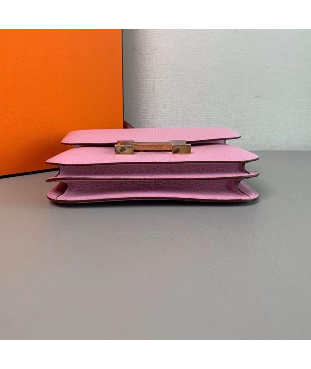 HERMES Розовая кожаная сумка через плечо, фото 3