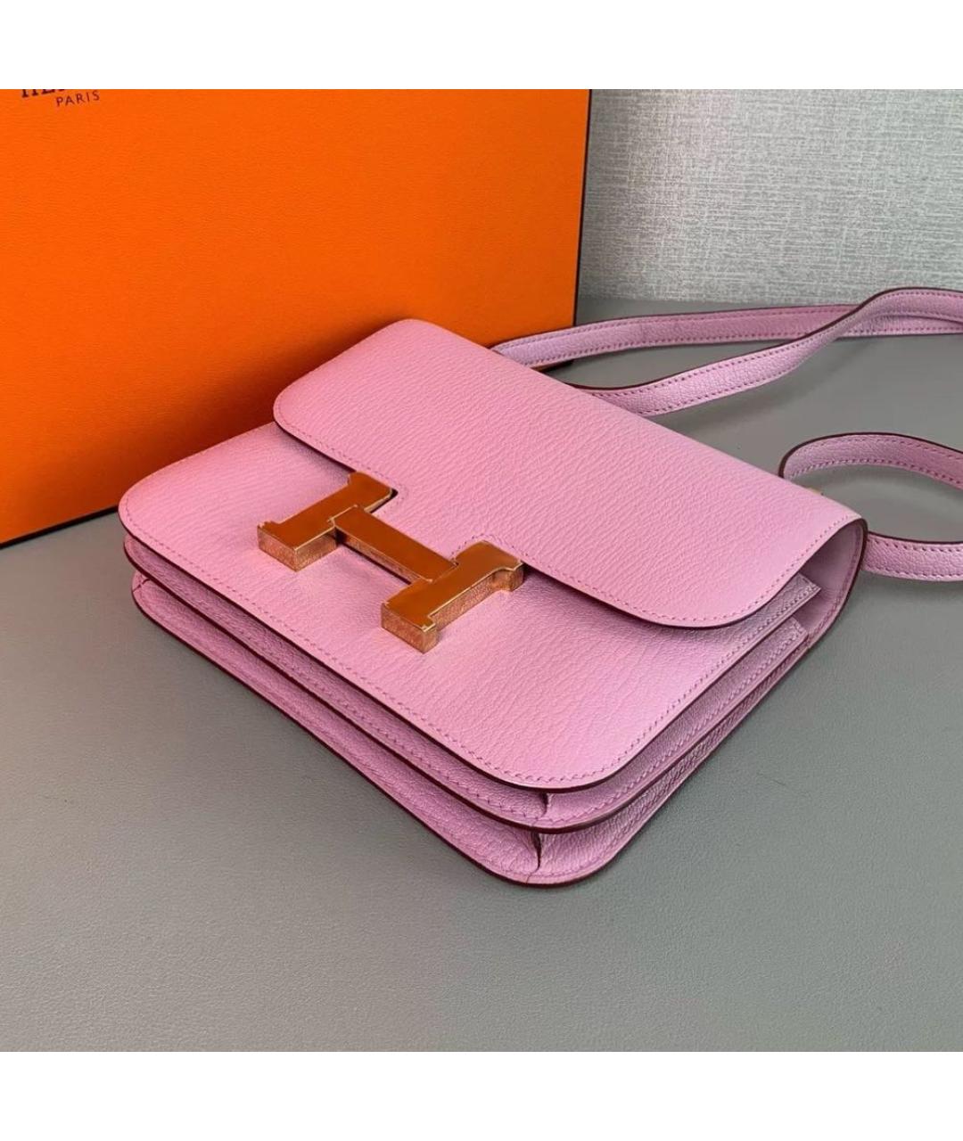HERMES Розовая кожаная сумка через плечо, фото 4