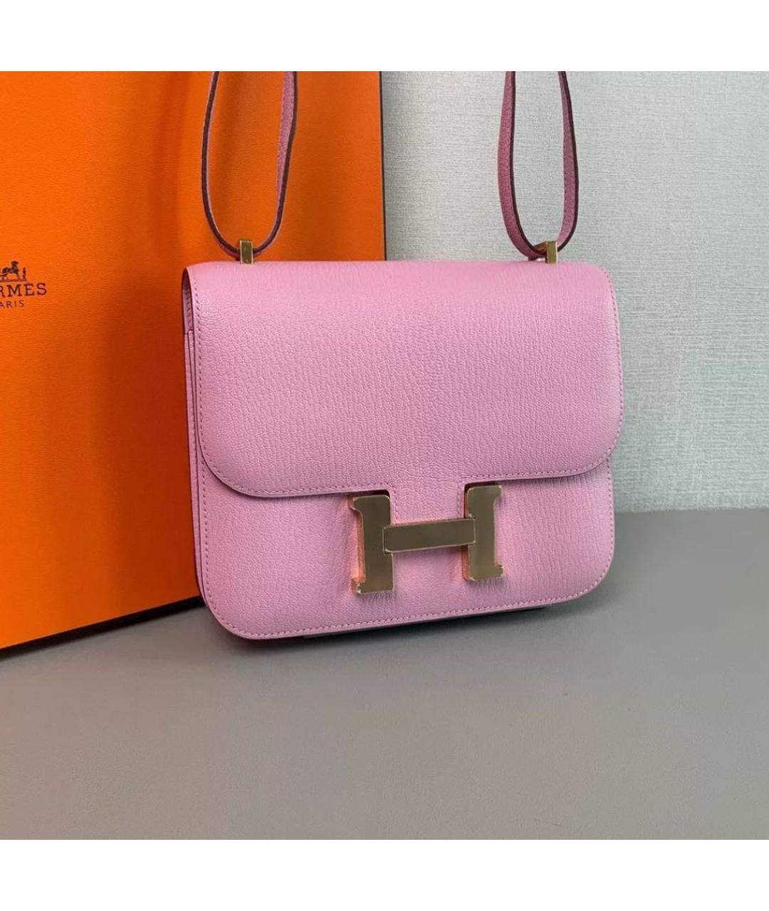 HERMES Розовая кожаная сумка через плечо, фото 2
