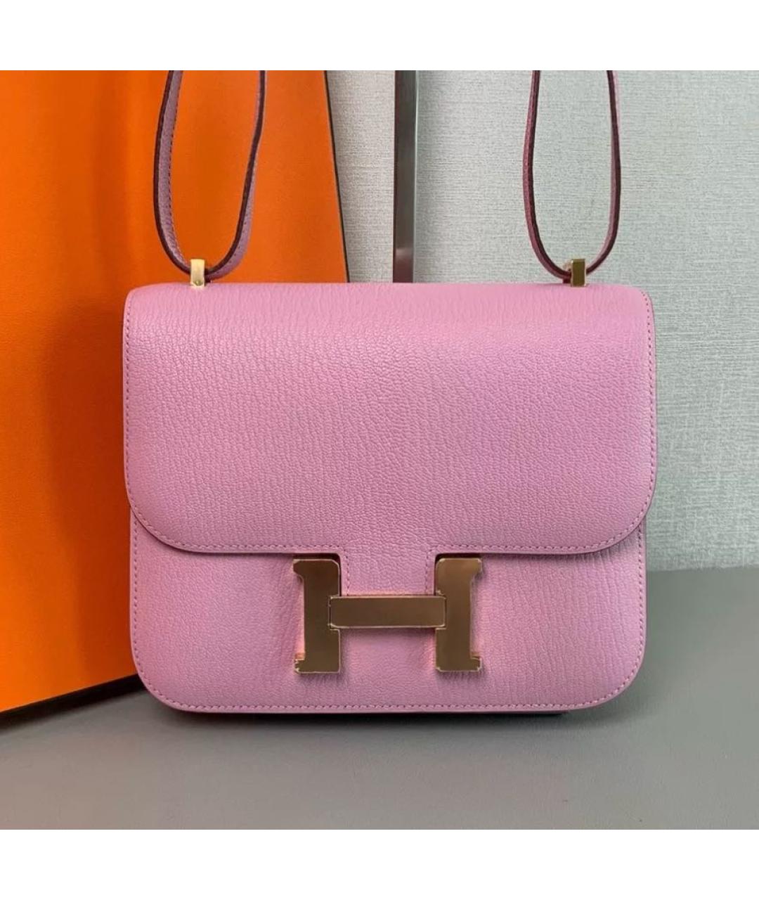 HERMES Розовая кожаная сумка через плечо, фото 6