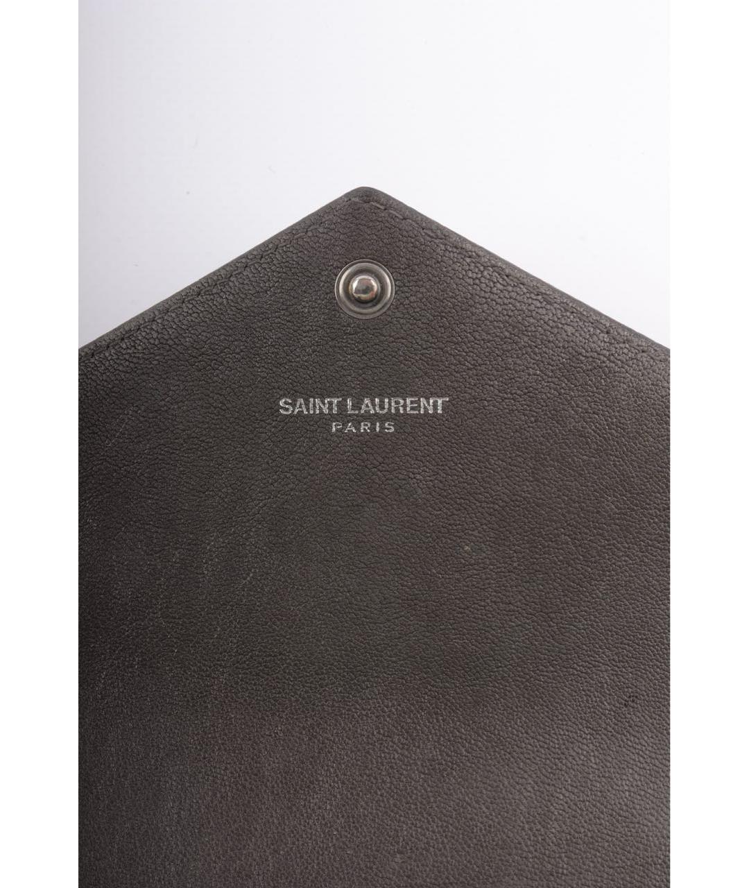 SAINT LAURENT Антрацитовый кожаный кошелек, фото 6