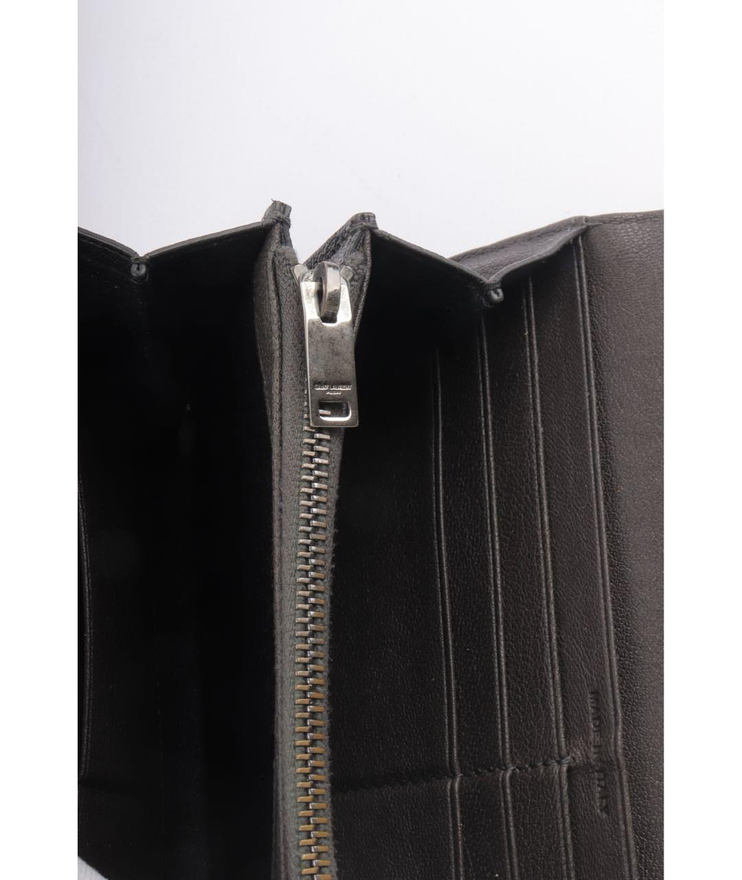 SAINT LAURENT Антрацитовый кожаный кошелек, фото 7