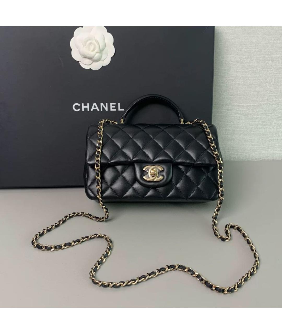 CHANEL Черная кожаная сумка через плечо, фото 6