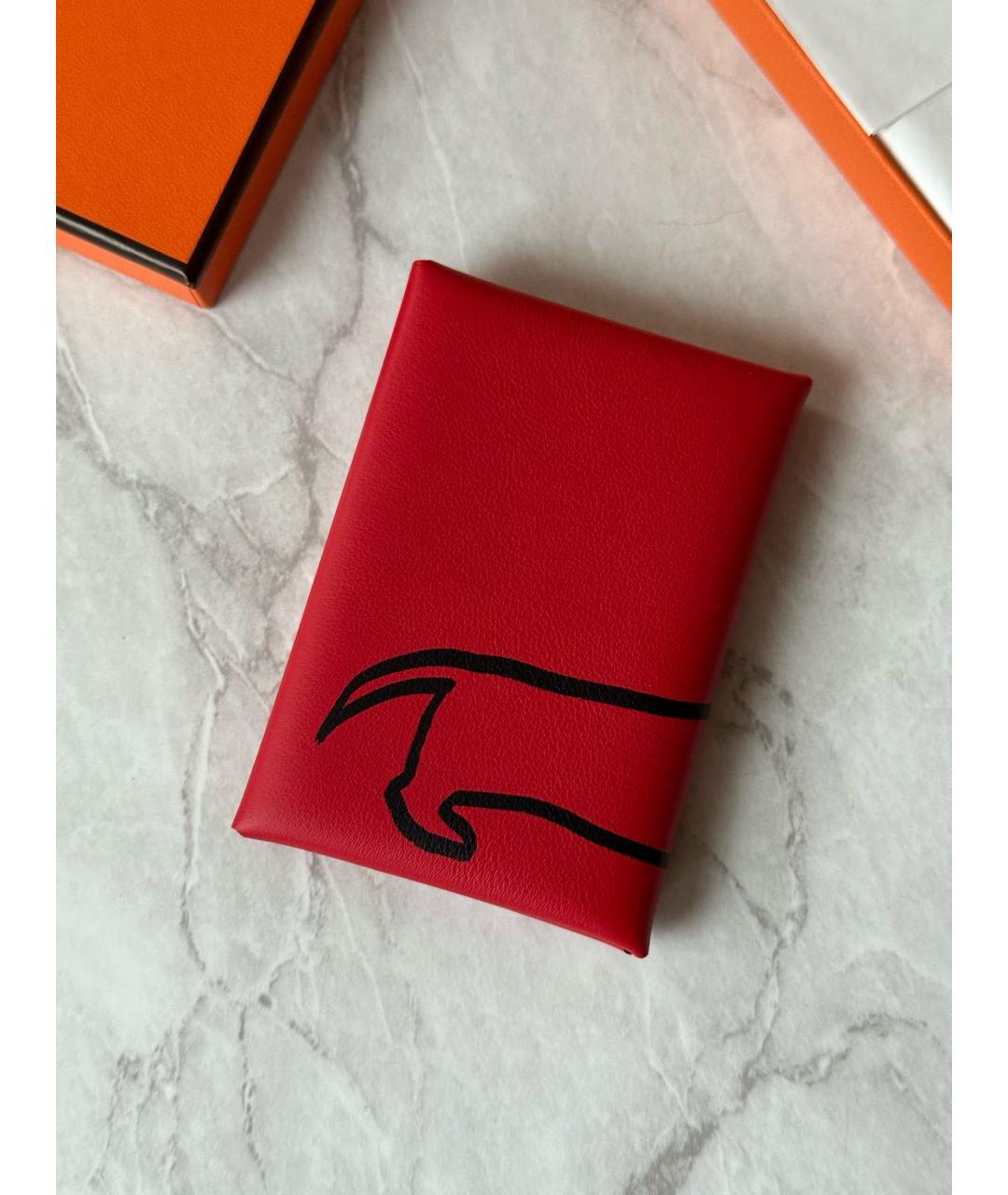 HERMES Красный кожаный кардхолдер, фото 4