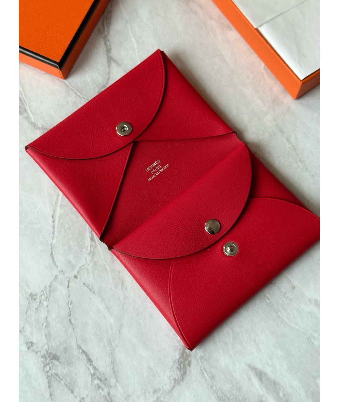 HERMES Красный кожаный кардхолдер, фото 2
