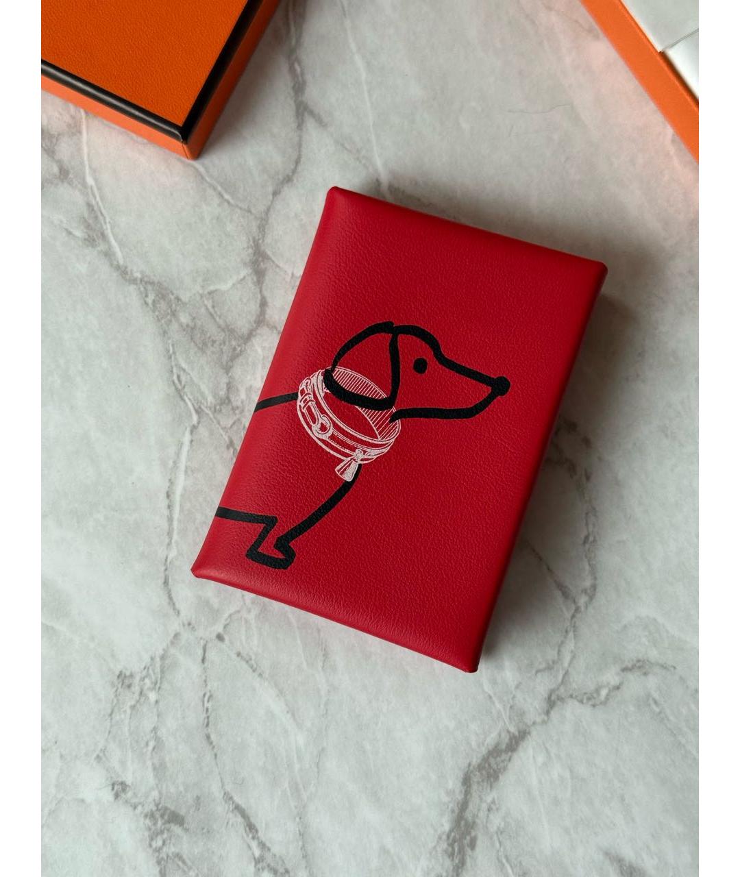 HERMES Красный кожаный кардхолдер, фото 3