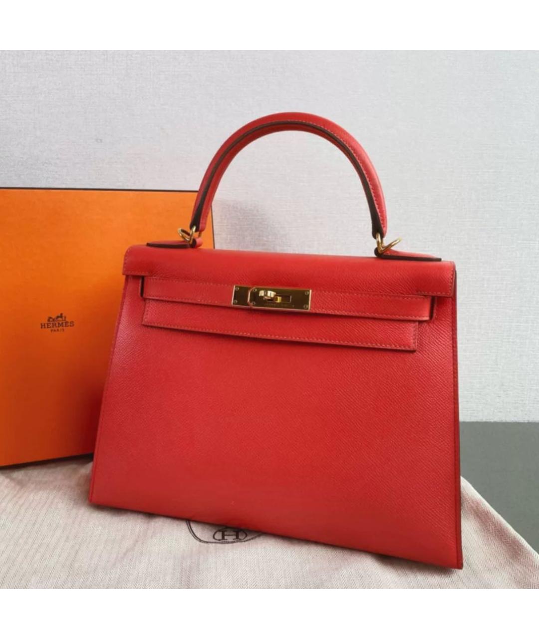 HERMES Красная кожаная сумка через плечо, фото 3