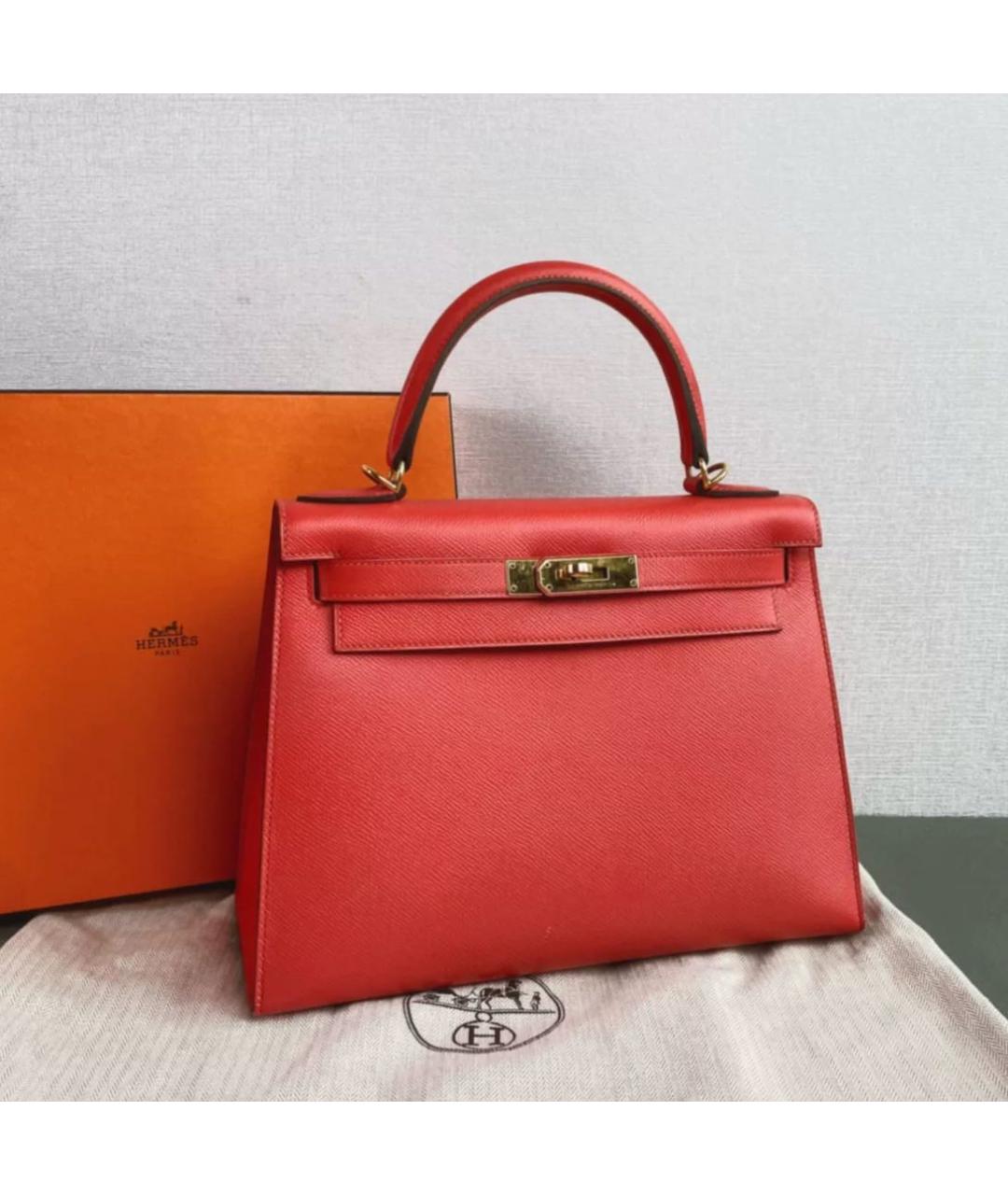 HERMES Красная кожаная сумка через плечо, фото 2