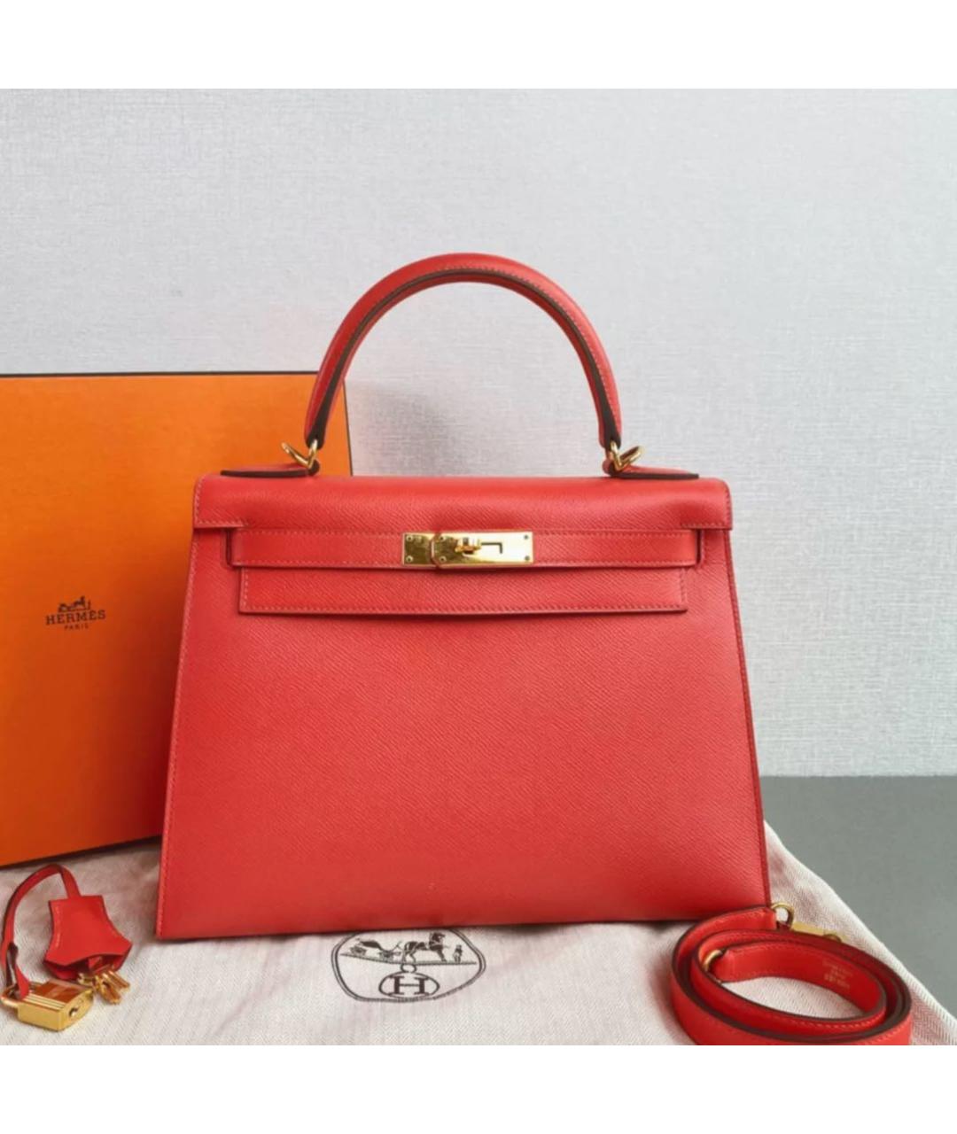 HERMES Красная кожаная сумка через плечо, фото 7