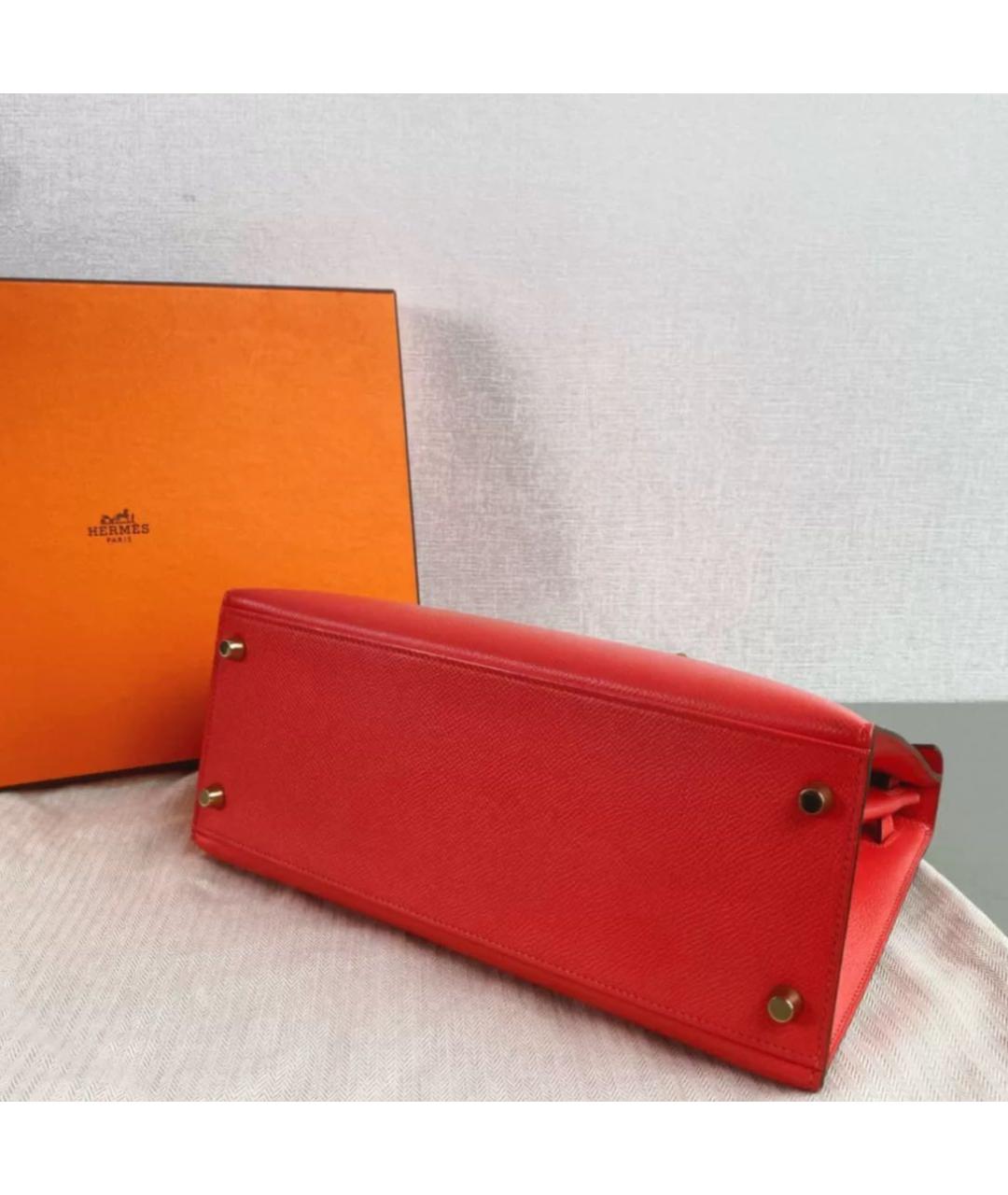 HERMES Красная кожаная сумка через плечо, фото 5