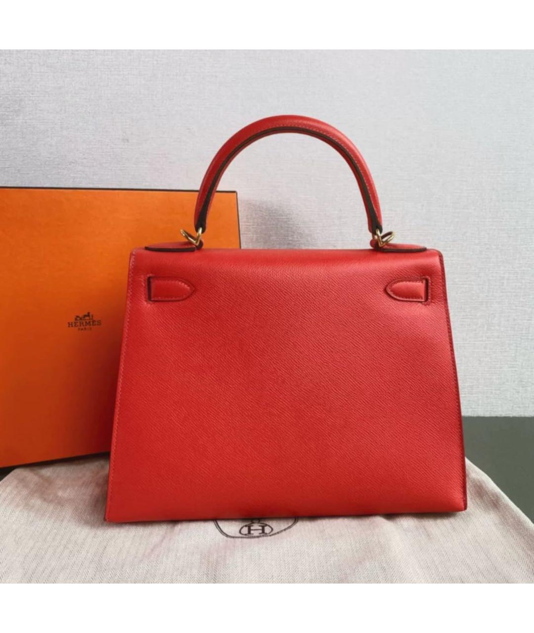 HERMES Красная кожаная сумка через плечо, фото 4