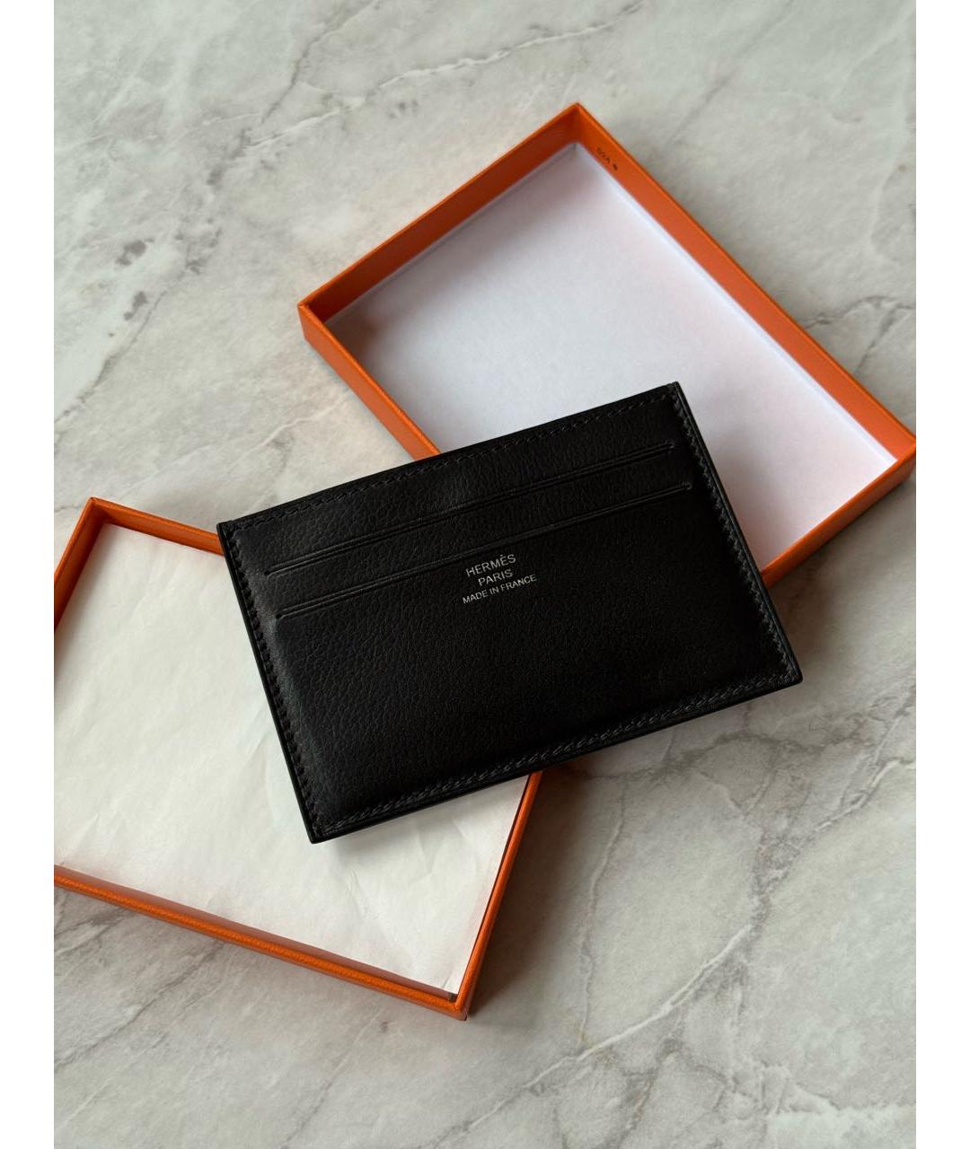 HERMES Черный кожаный кардхолдер, фото 2