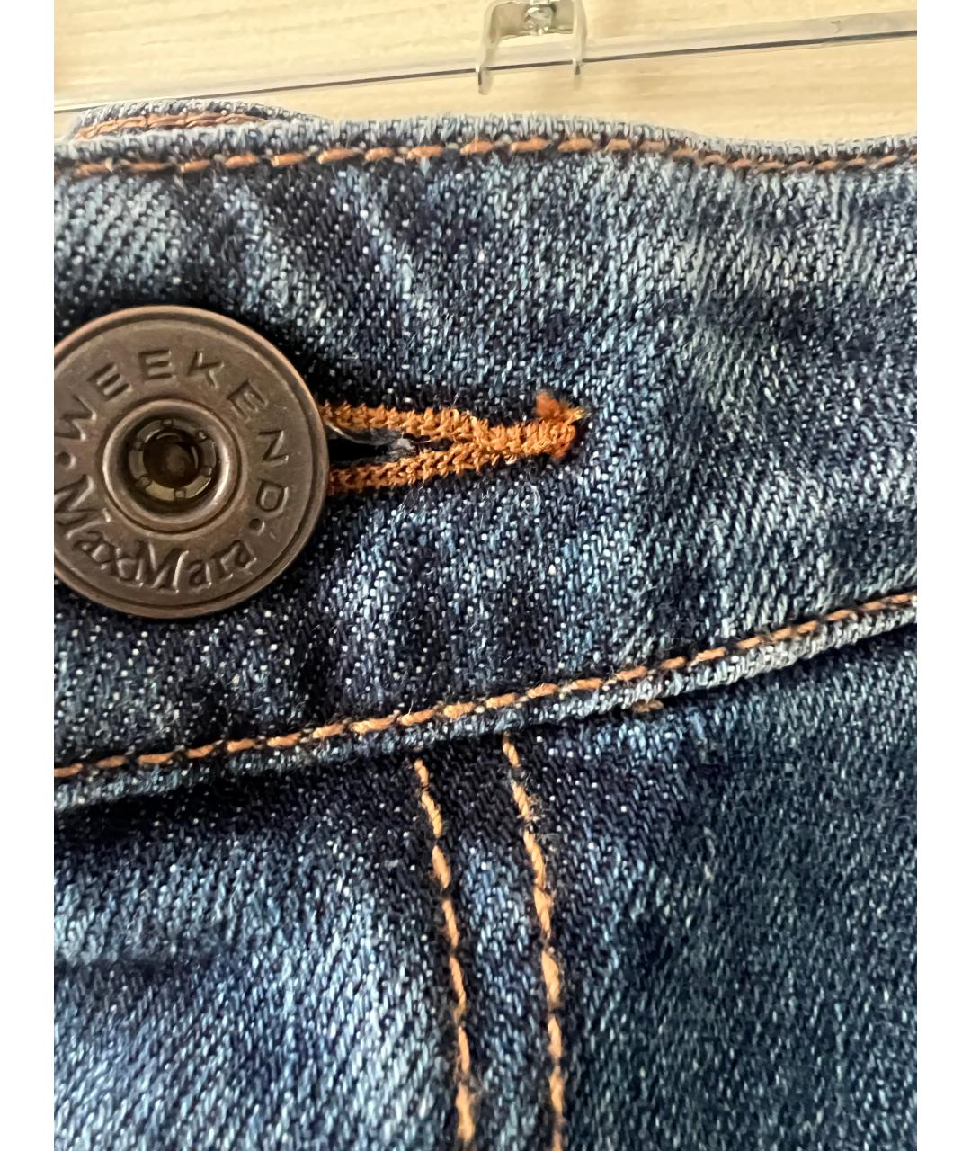 'S MAX MARA Синие хлопко-эластановые прямые джинсы, фото 4