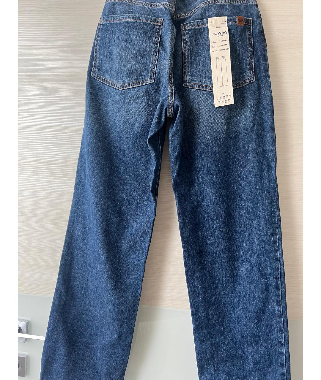 'S MAX MARA Синие хлопко-эластановые прямые джинсы, фото 8