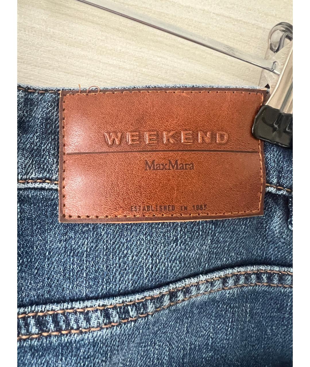 'S MAX MARA Синие хлопко-эластановые прямые джинсы, фото 9