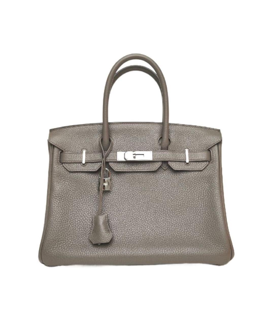 HERMES Бежевая кожаная сумка с короткими ручками, фото 1