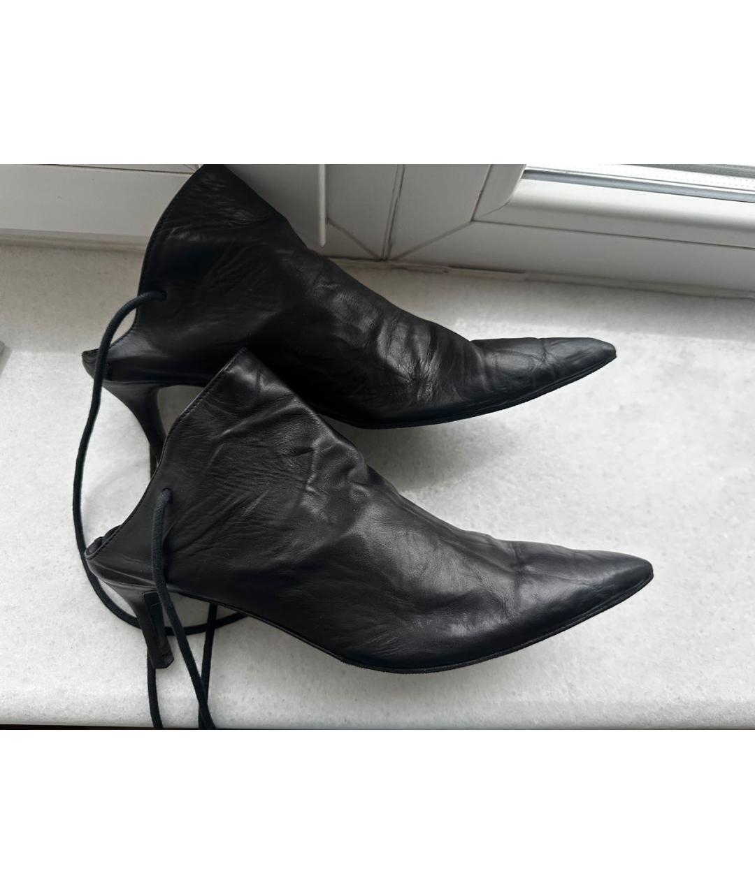 ANN DEMEULEMEESTER Черные кожаные мюли, фото 6