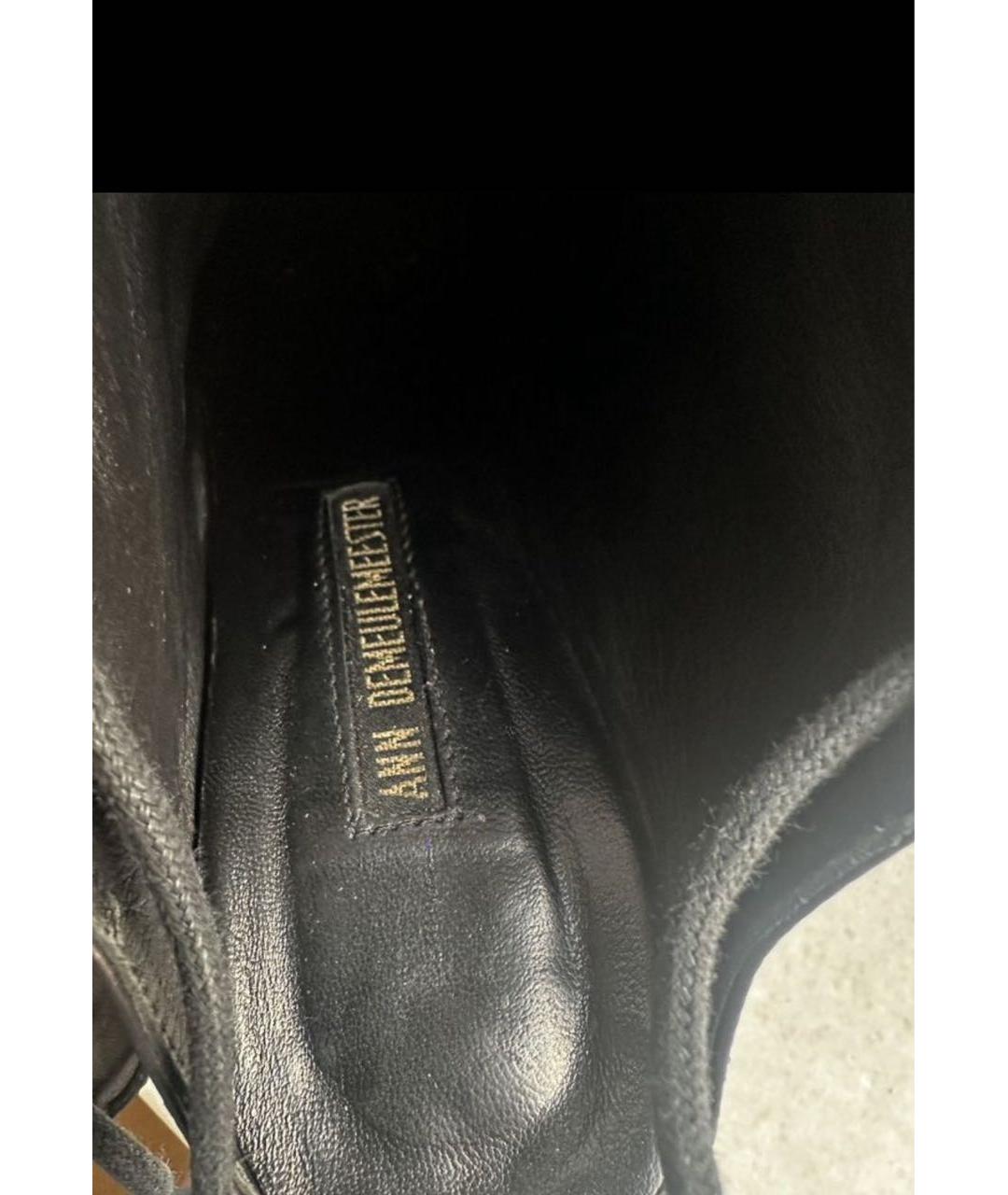 ANN DEMEULEMEESTER Черные кожаные мюли, фото 4