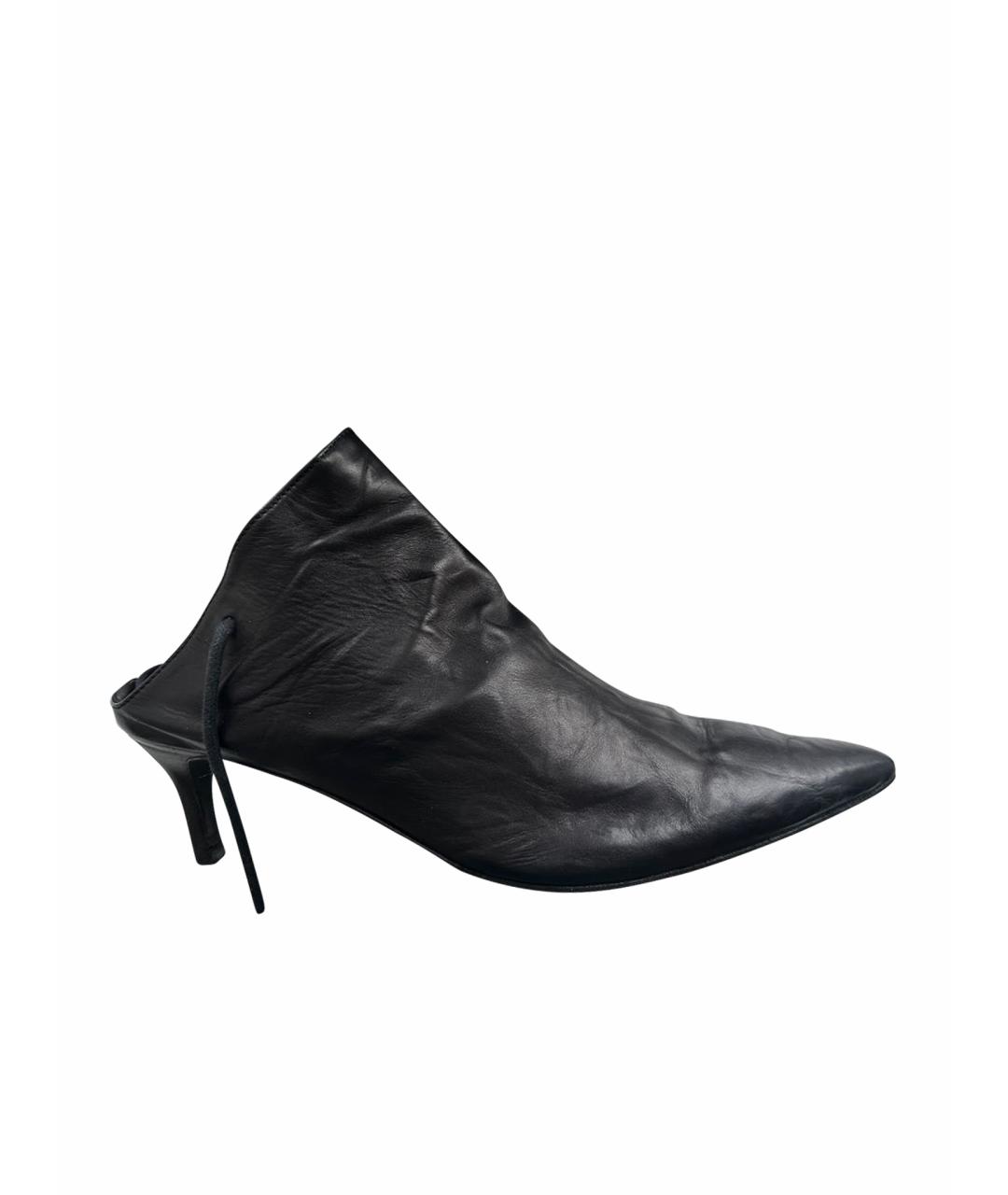 ANN DEMEULEMEESTER Черные кожаные мюли, фото 1