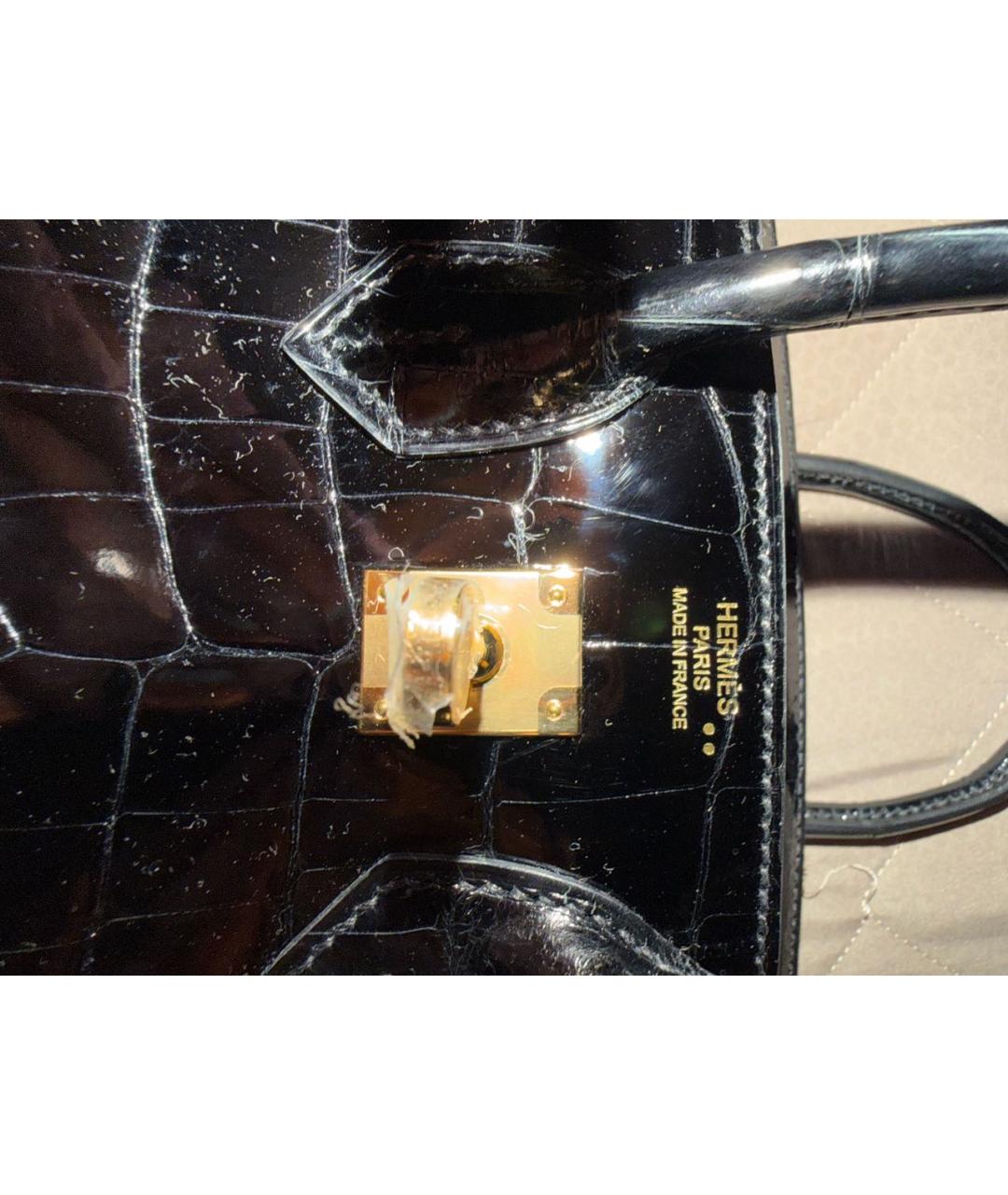 HERMES Черная сумка с короткими ручками из экзотической кожи, фото 8