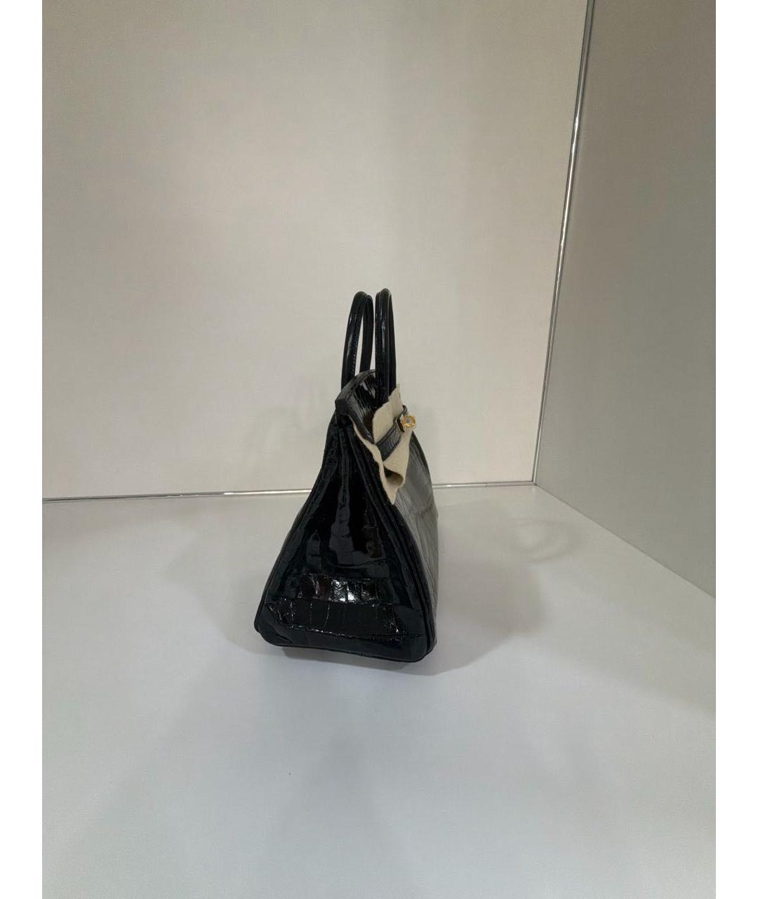 HERMES Черная сумка с короткими ручками из экзотической кожи, фото 2