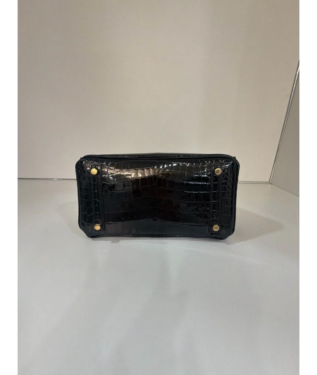 HERMES Черная сумка с короткими ручками из экзотической кожи, фото 5