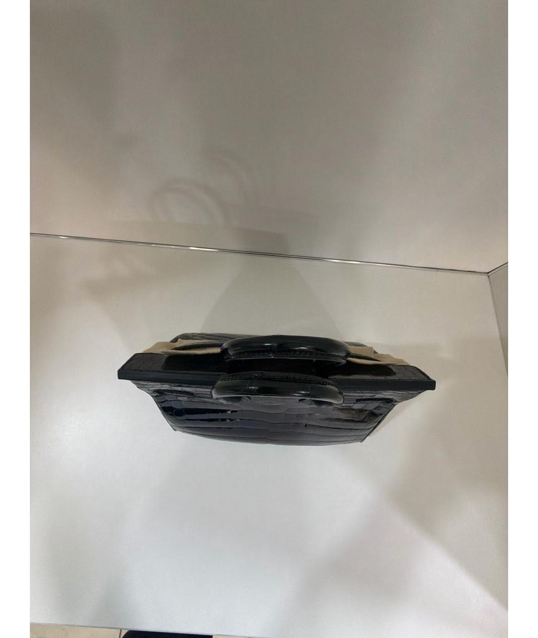 HERMES Черная сумка с короткими ручками из экзотической кожи, фото 4