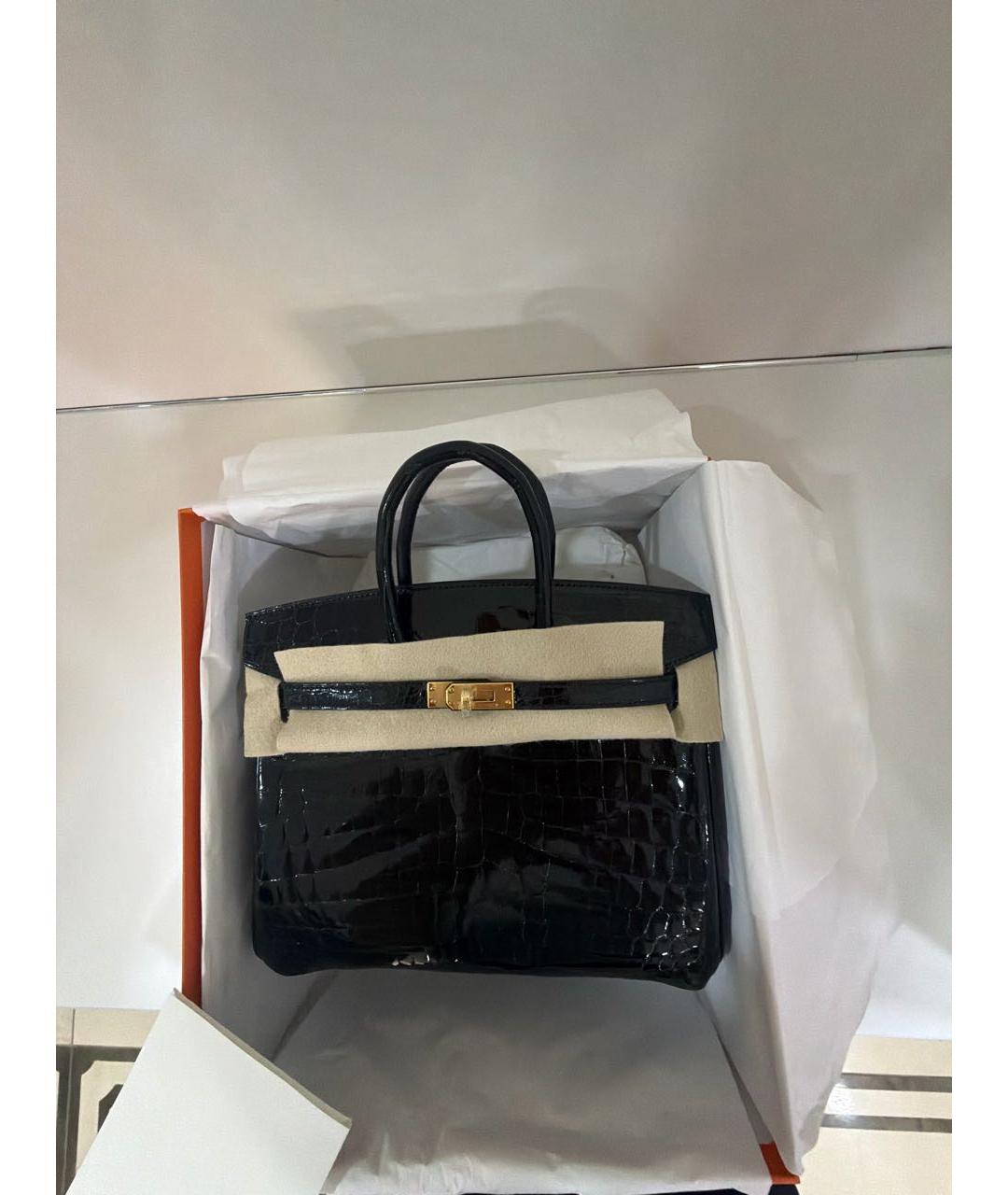 HERMES Черная сумка с короткими ручками из экзотической кожи, фото 6