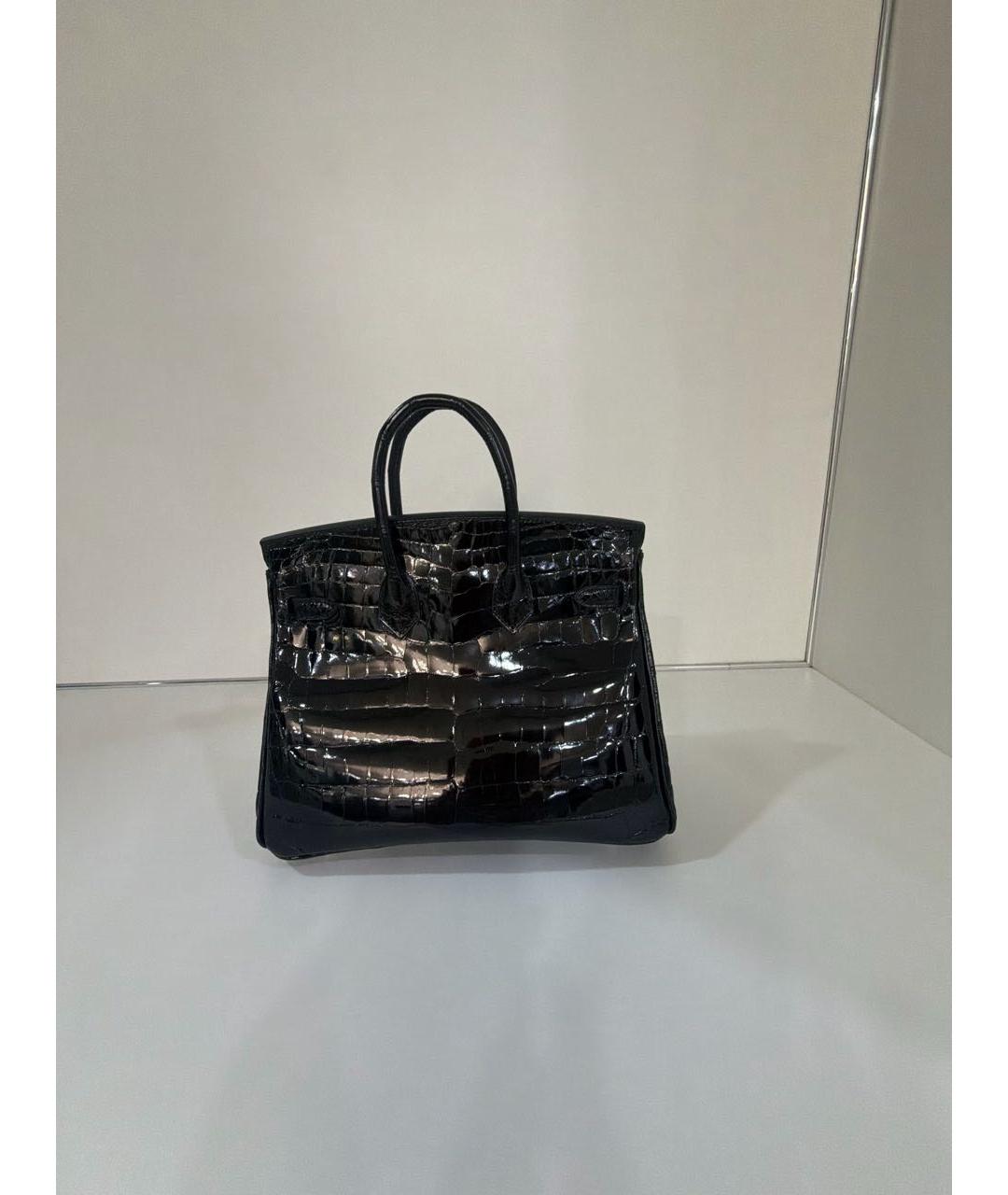 HERMES Черная сумка с короткими ручками из экзотической кожи, фото 3
