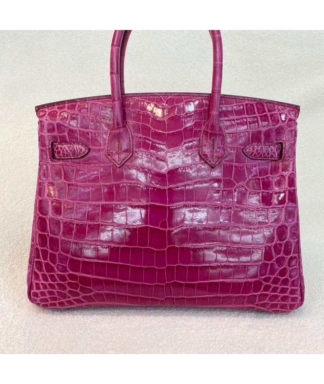 HERMES Фуксия кожаная сумка с короткими ручками, фото 4