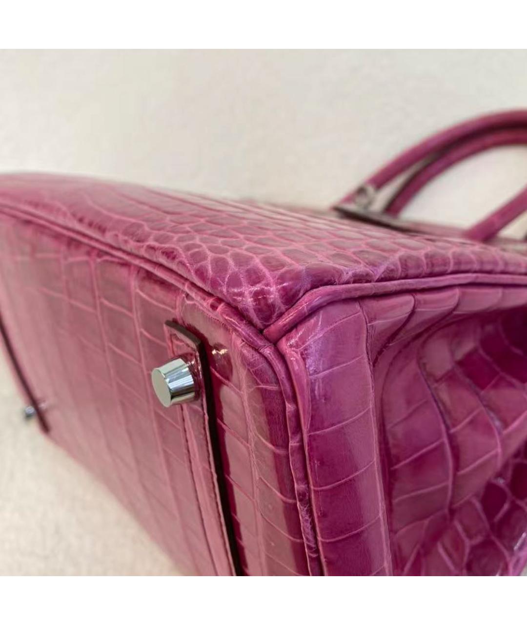 HERMES Фуксия кожаная сумка с короткими ручками, фото 3