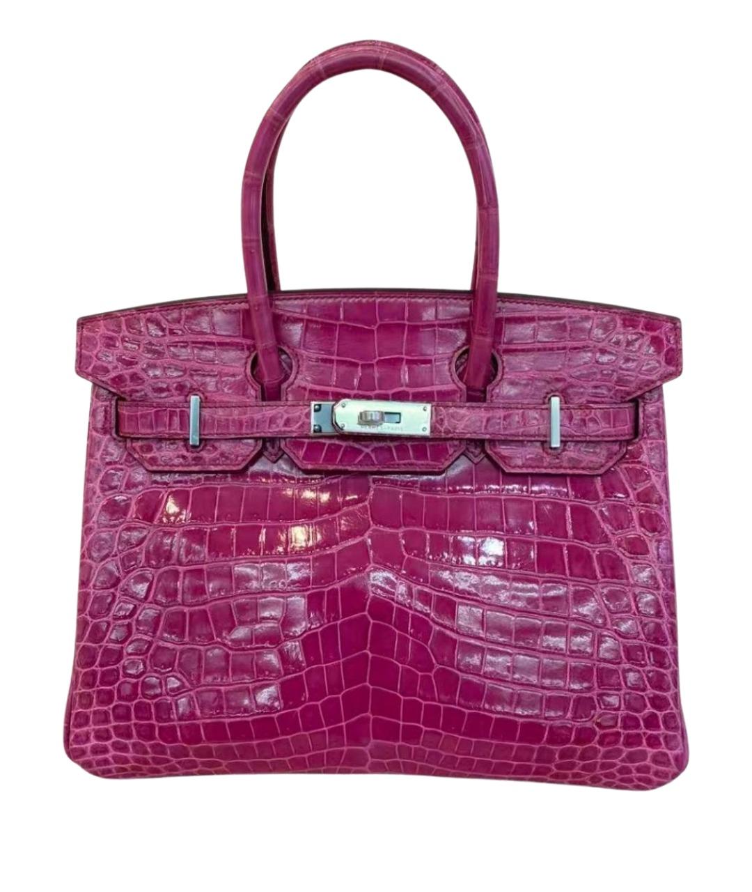 HERMES Фуксия кожаная сумка с короткими ручками, фото 1