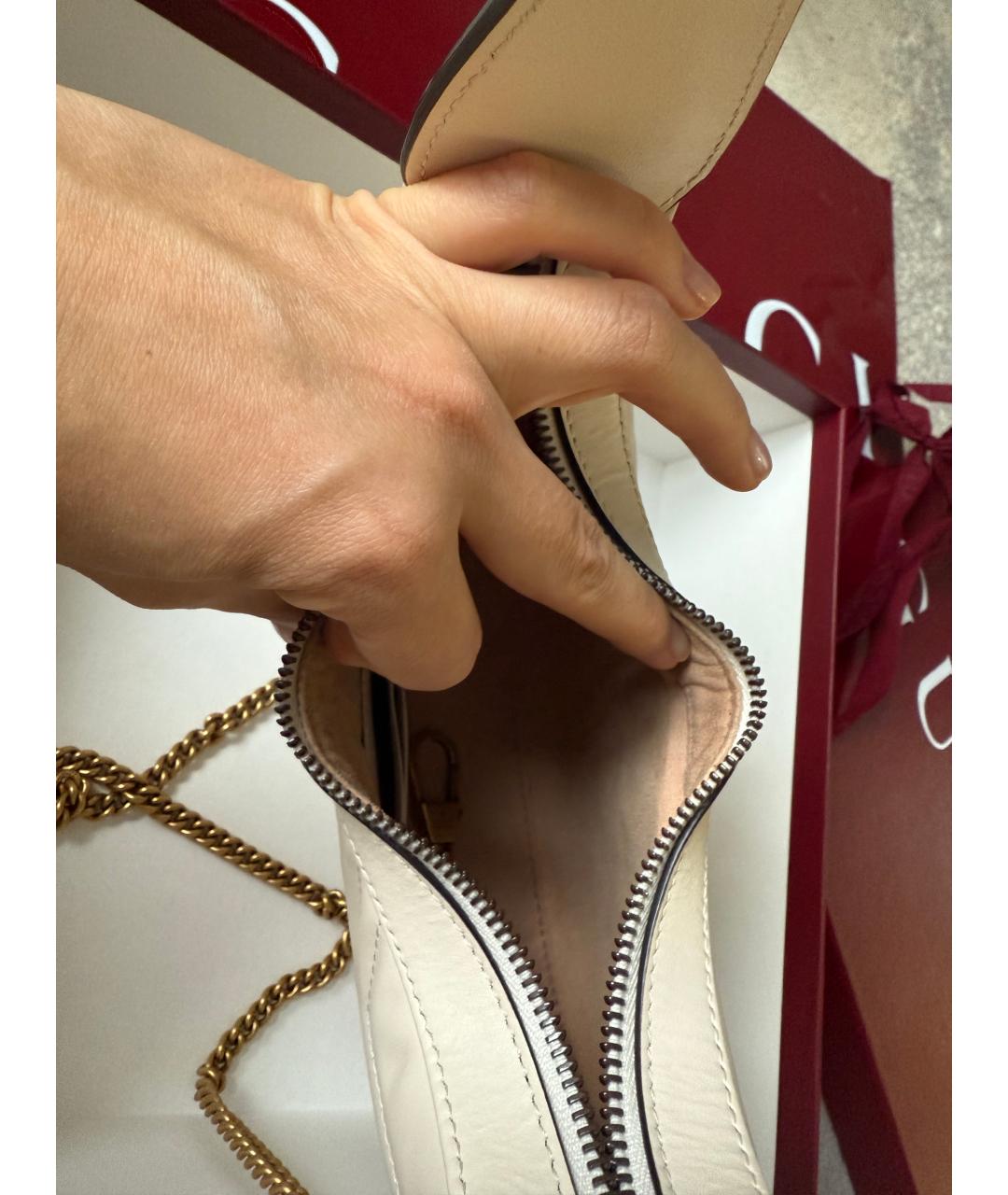 GUCCI Белая кожаная сумка с короткими ручками, фото 4