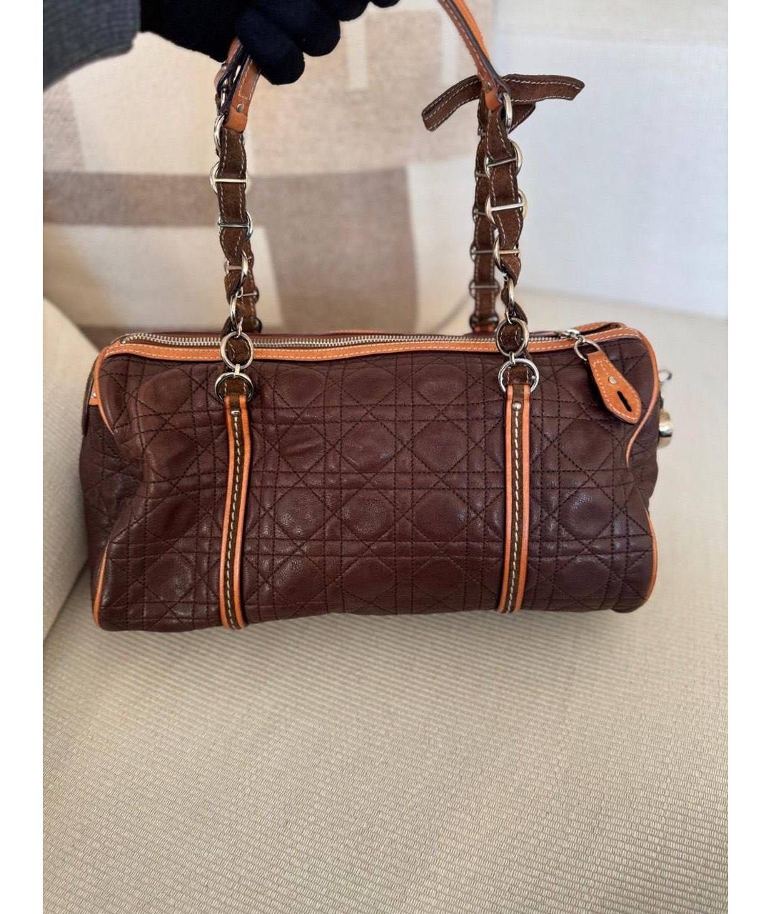 CHRISTIAN DIOR Бордовая кожаная сумка с короткими ручками, фото 2