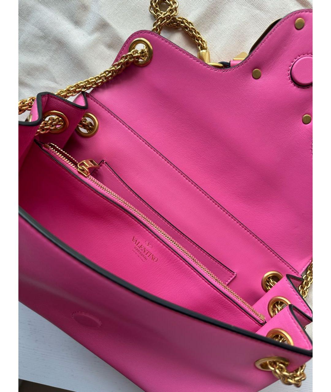 VALENTINO Розовая кожаная сумка через плечо, фото 4