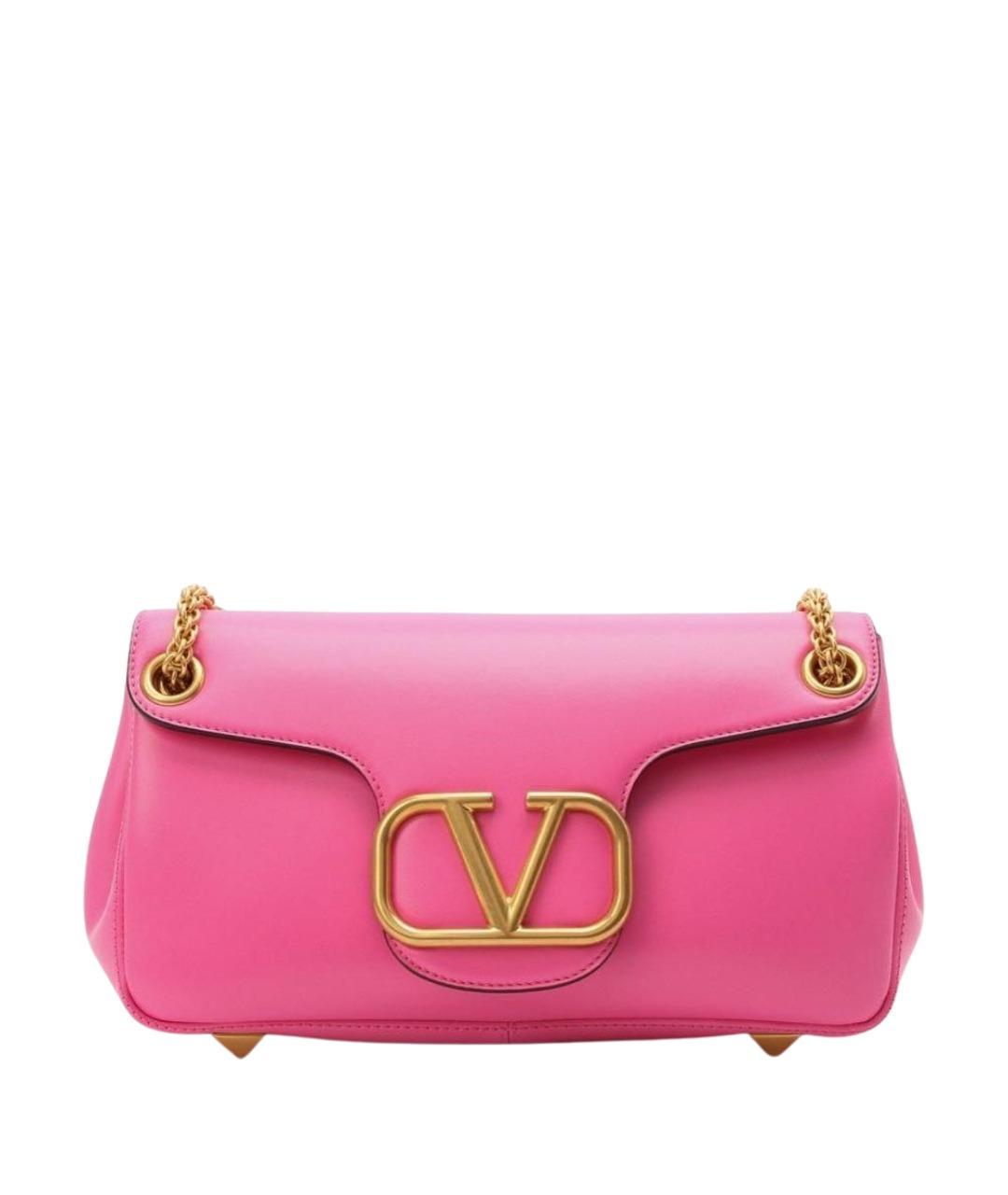 VALENTINO Розовая кожаная сумка через плечо, фото 1