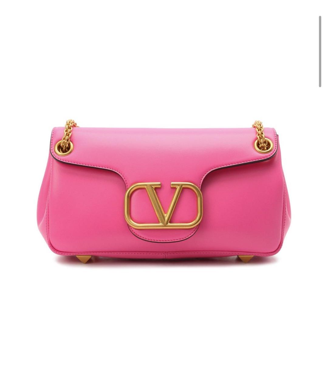 VALENTINO Розовая кожаная сумка через плечо, фото 9