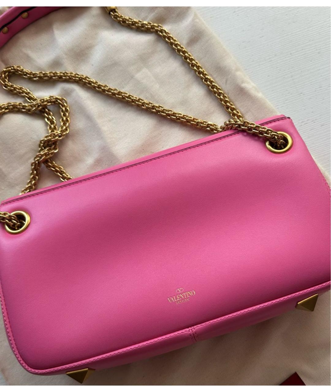 VALENTINO Розовая кожаная сумка через плечо, фото 3