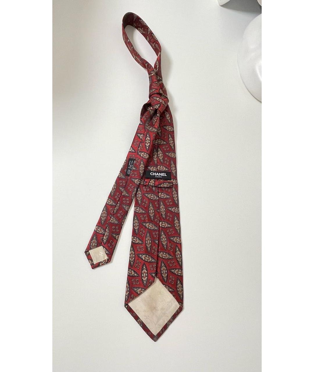 CHANEL Бордовый шелковый галстук, фото 5