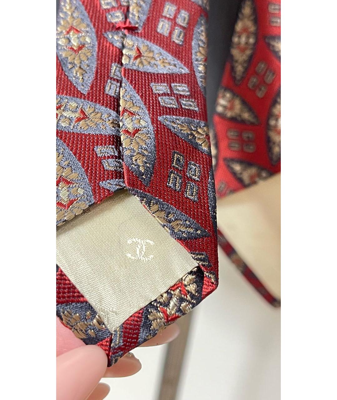 CHANEL Бордовый шелковый галстук, фото 8