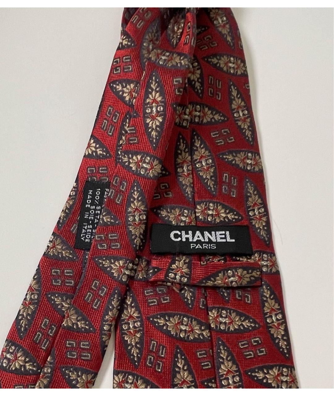 CHANEL Бордовый шелковый галстук, фото 7