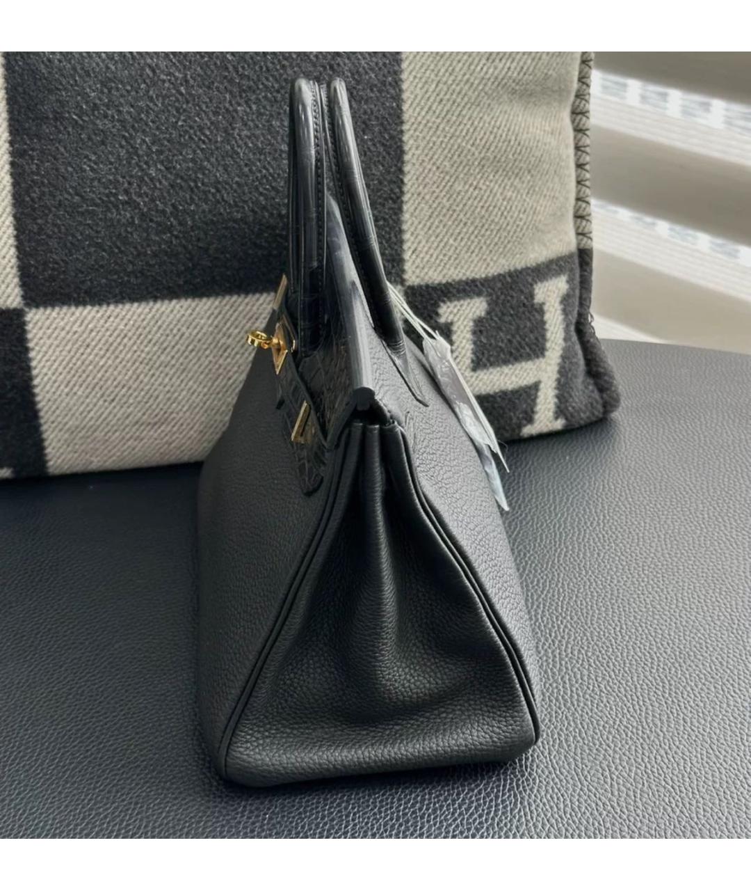 HERMES Черная кожаная сумка с короткими ручками, фото 6