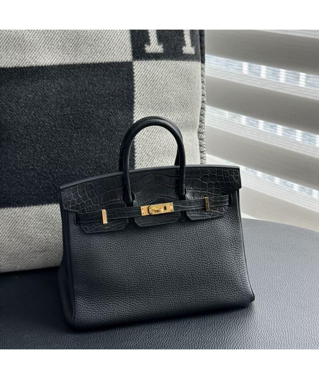 HERMES Черная кожаная сумка с короткими ручками, фото 7