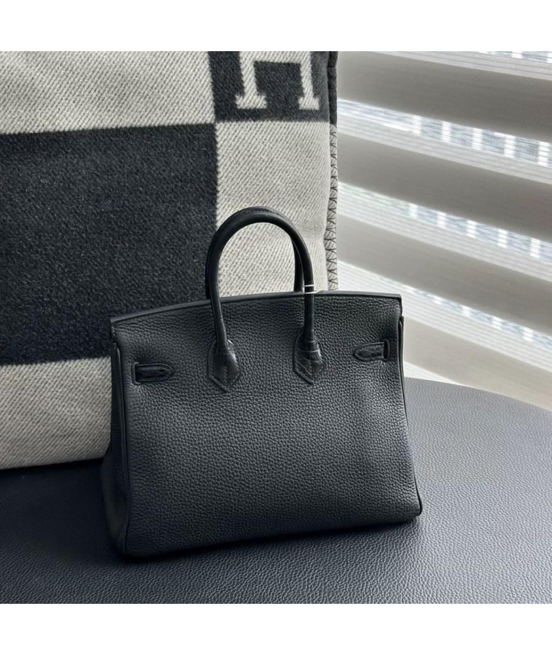 HERMES Черная кожаная сумка с короткими ручками, фото 2