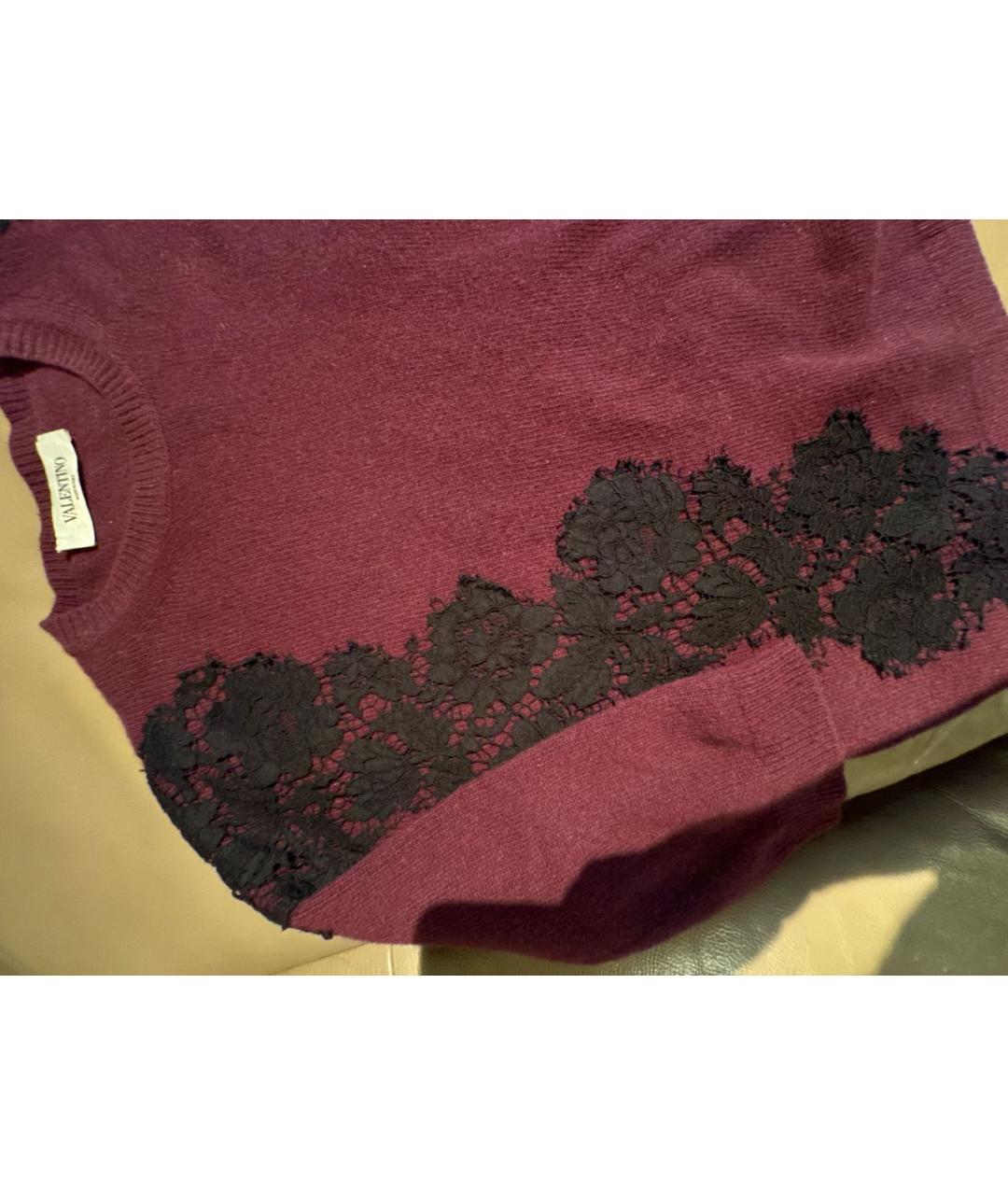 VALENTINO Бордовый шерстяной джемпер / свитер, фото 2