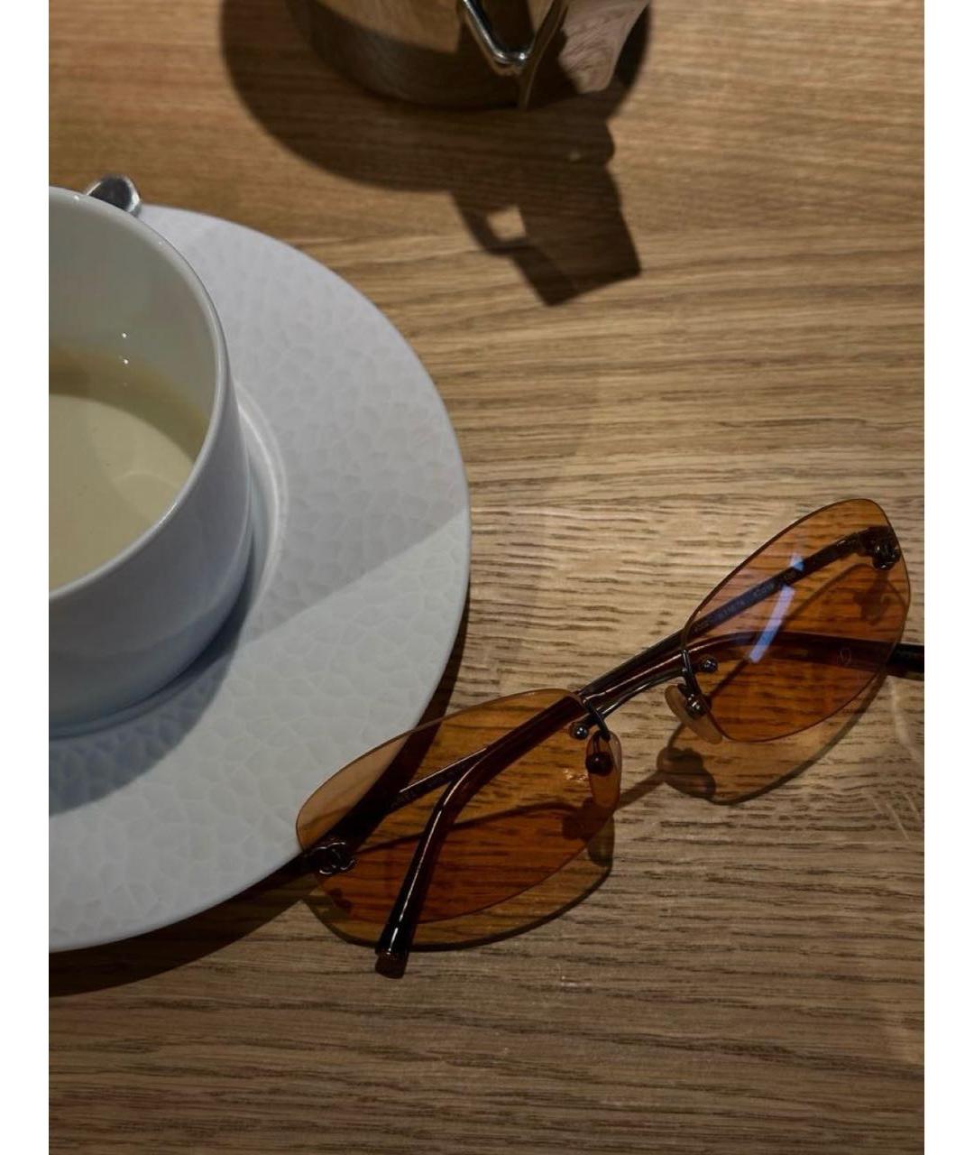 CHANEL Коричневые металлические солнцезащитные очки, фото 5